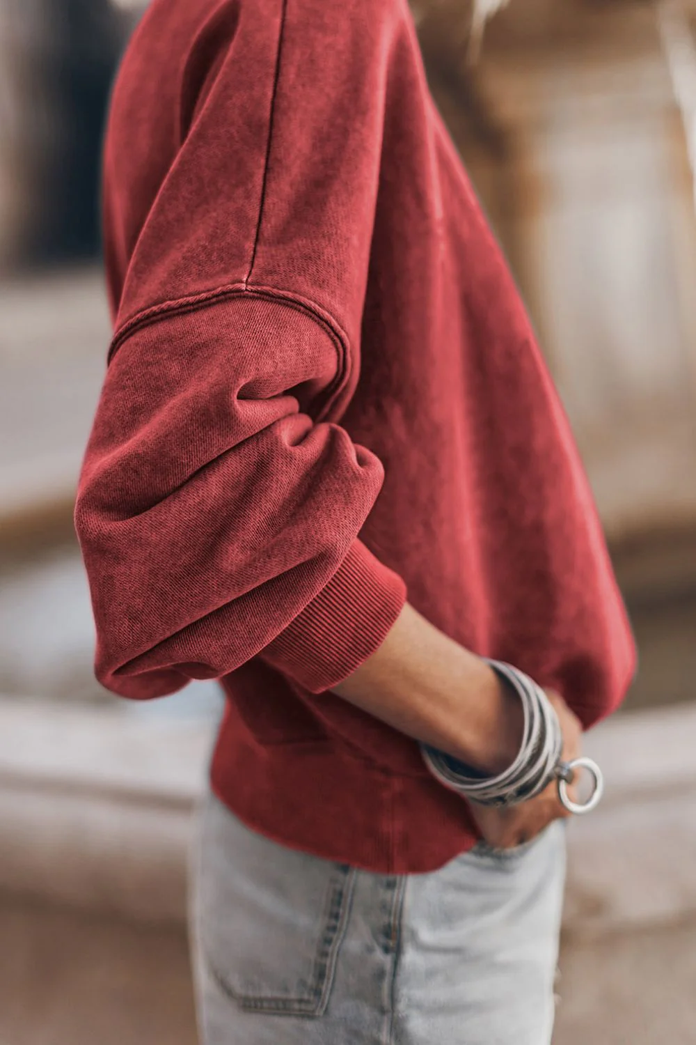 Mock Neck Dropped Shoulder Sweatshirt - Image 3