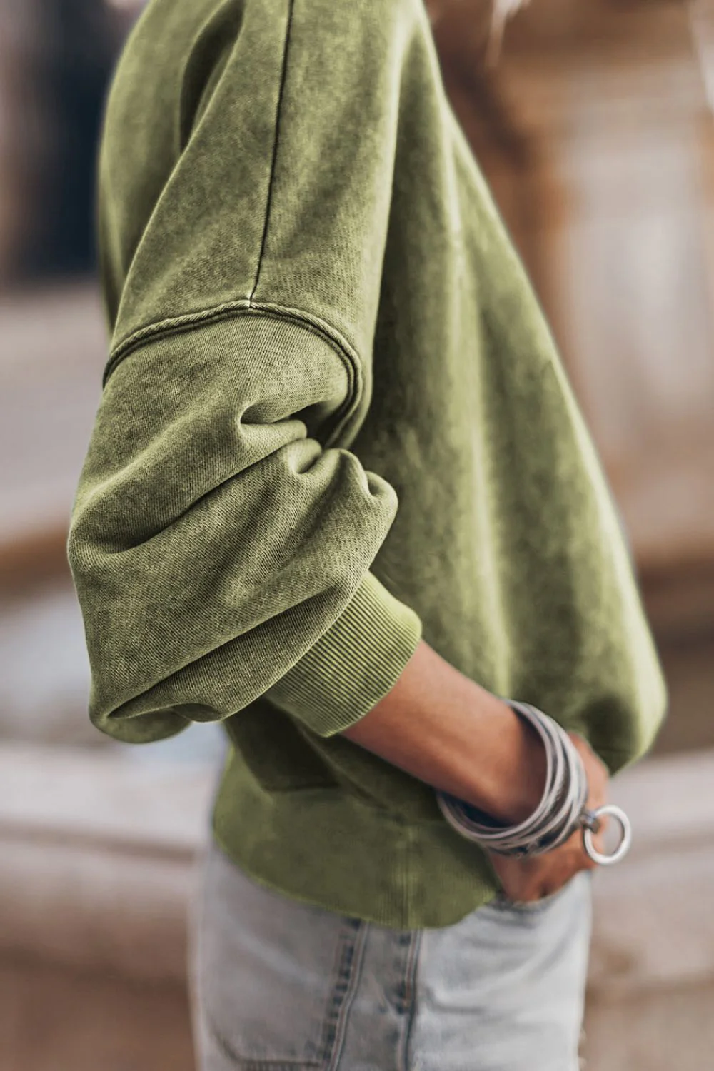 Mock Neck Dropped Shoulder Sweatshirt - Image 8
