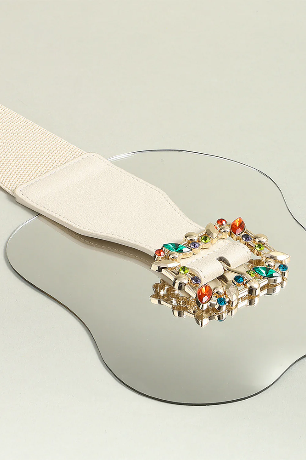 Multicolored Leaf Buckle Elastic Belt - Image 6