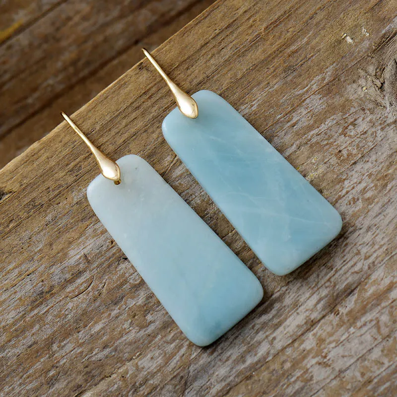 Natural Stone Geometric Shape Earrings - Image 2