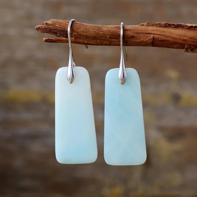 Natural Stone Geometric Shape Earrings - Image 3