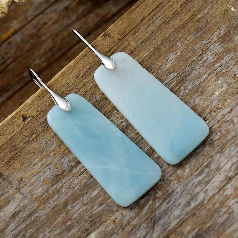 Natural Stone Geometric Shape Earrings - Image 4
