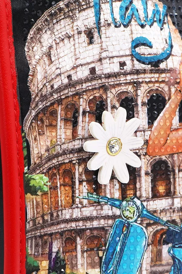 Nicole Lee USA Martha Travels Italy Wide Handbag with Rhinestones - Image 13
