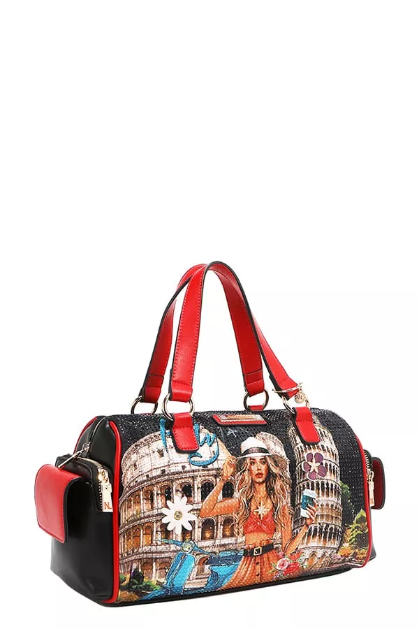 Nicole Lee USA Martha Travels Italy Wide Handbag with Rhinestones - Image 2
