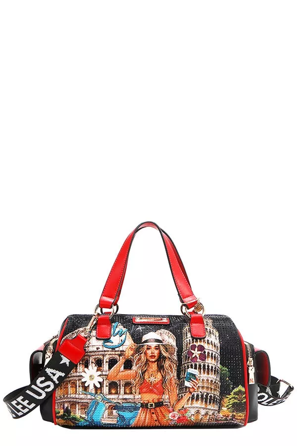 Nicole Lee USA Martha Travels Italy Wide Handbag with Rhinestones - Image 9