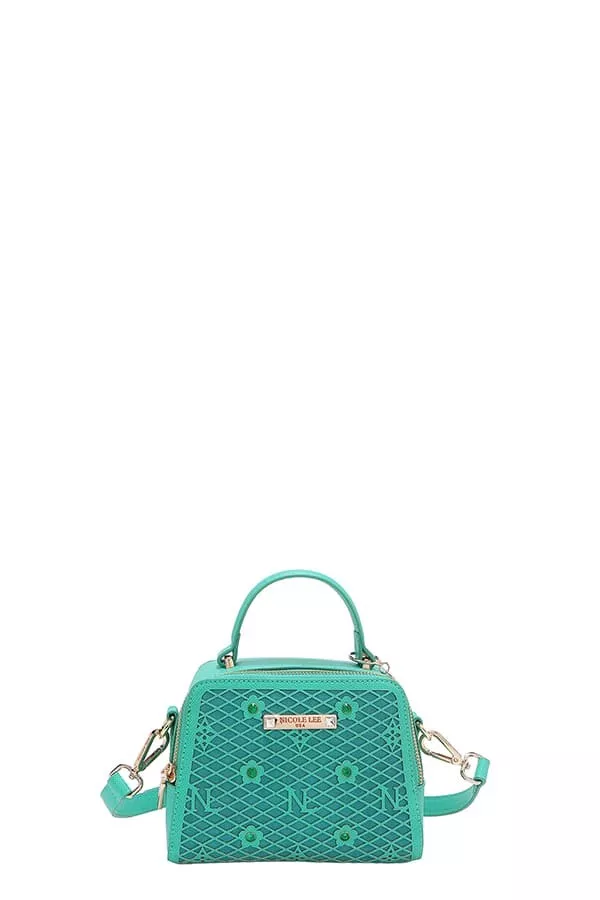 Nicole Lee USA Vegan Geometric Pattern Structured Handbag - Image 8