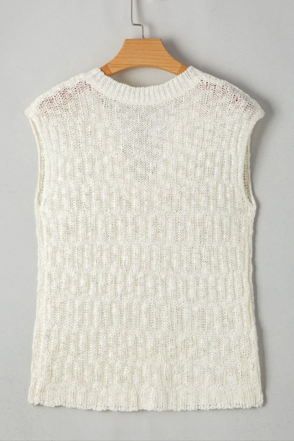 Notched Cap Sleeve Knit Top - Image 6