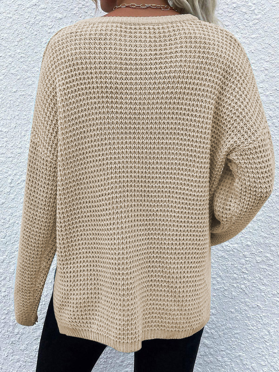 Notched Long Sleeve Sweater - Image 8