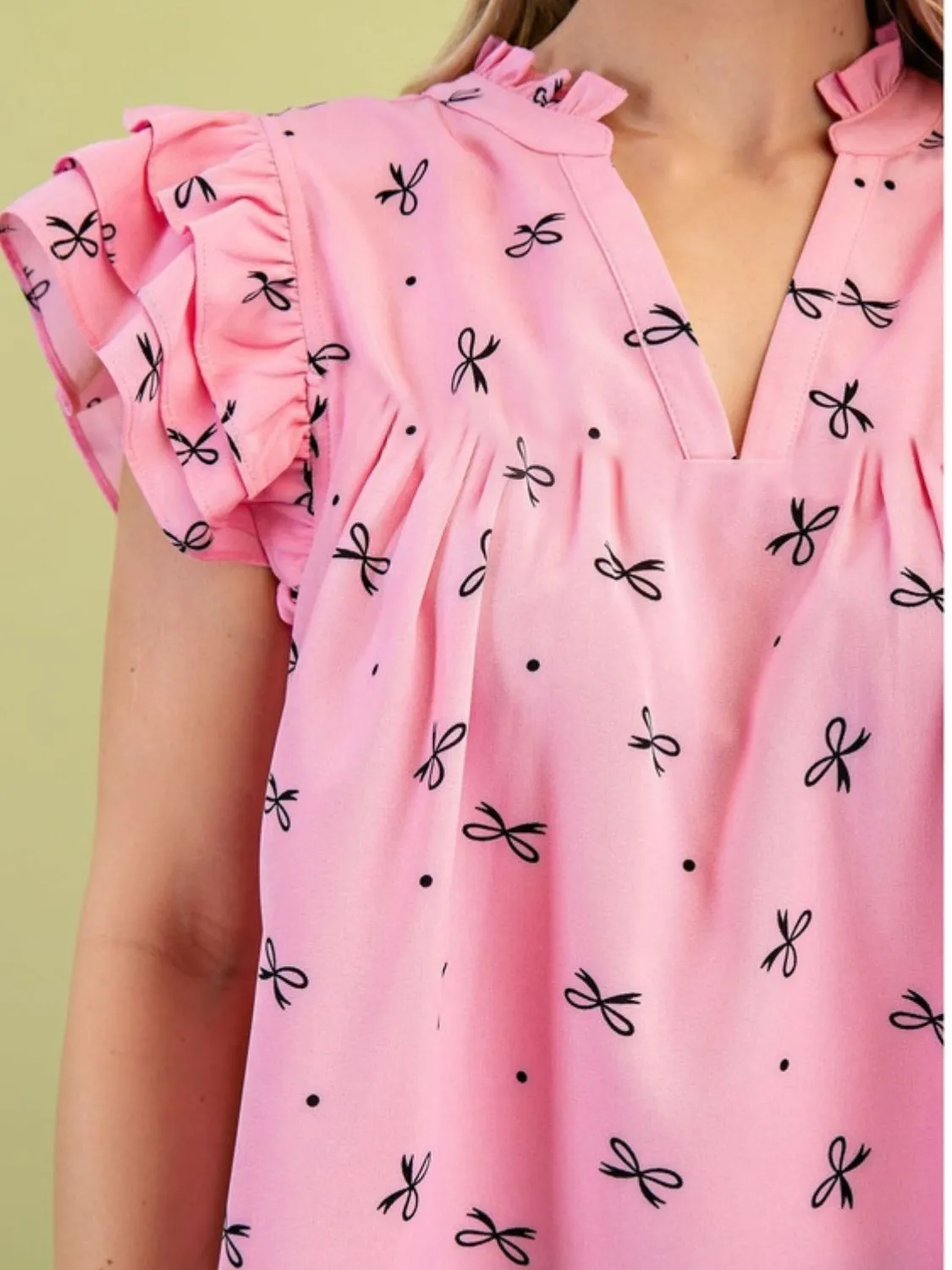 Notched Ruffled Cap Sleeve Blouse - Image 4