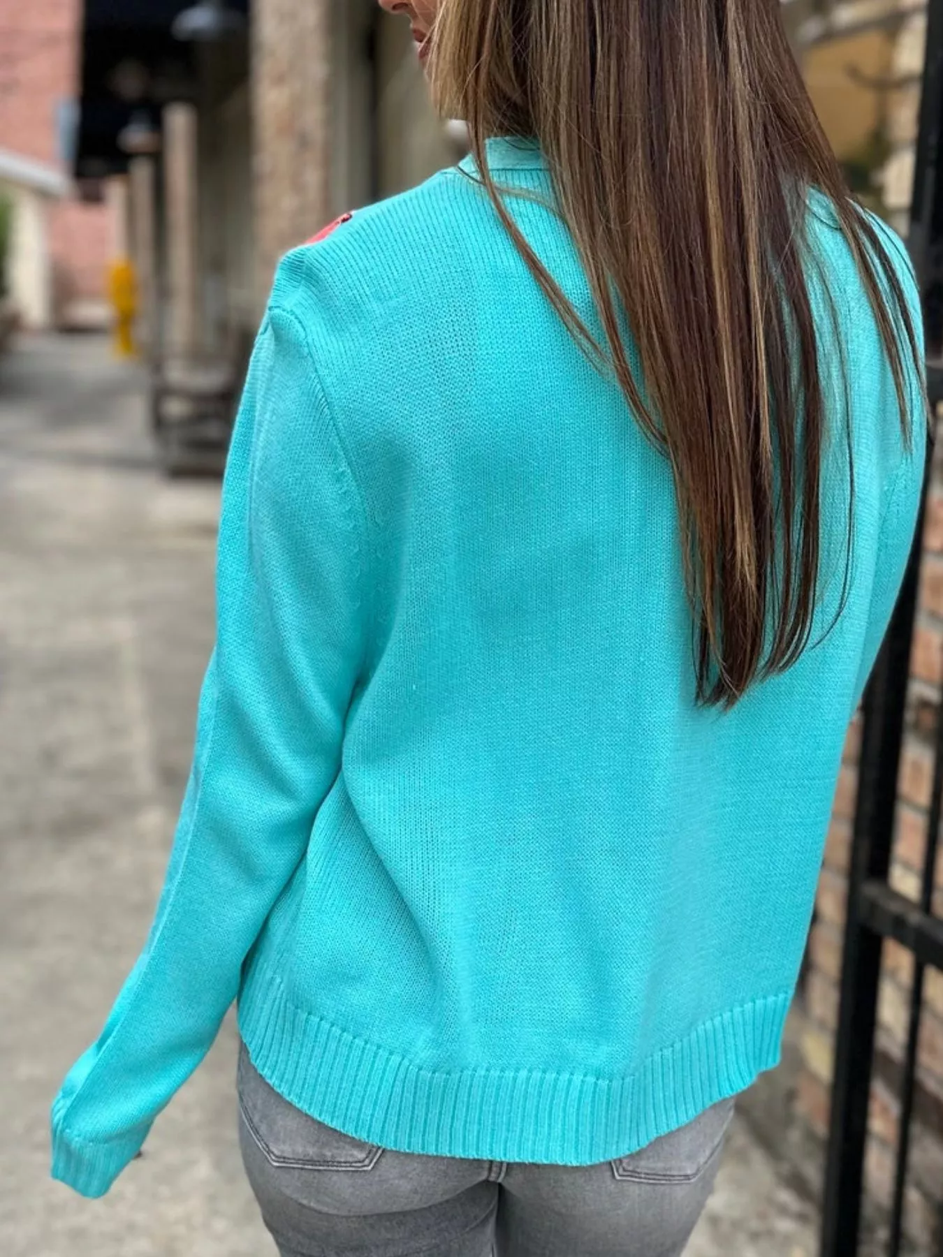 Nutcracker Ribbed Hem V-Neck Cardigan - Image 19
