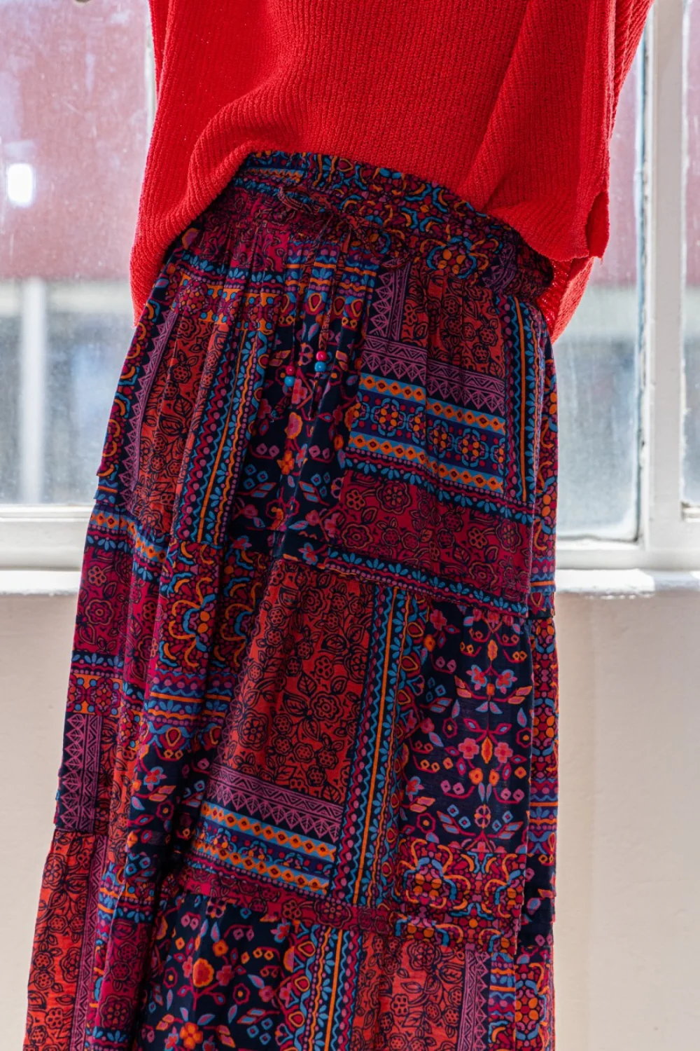 ODDI Full Size Printed Tiered Maxi Skirt - Image 4
