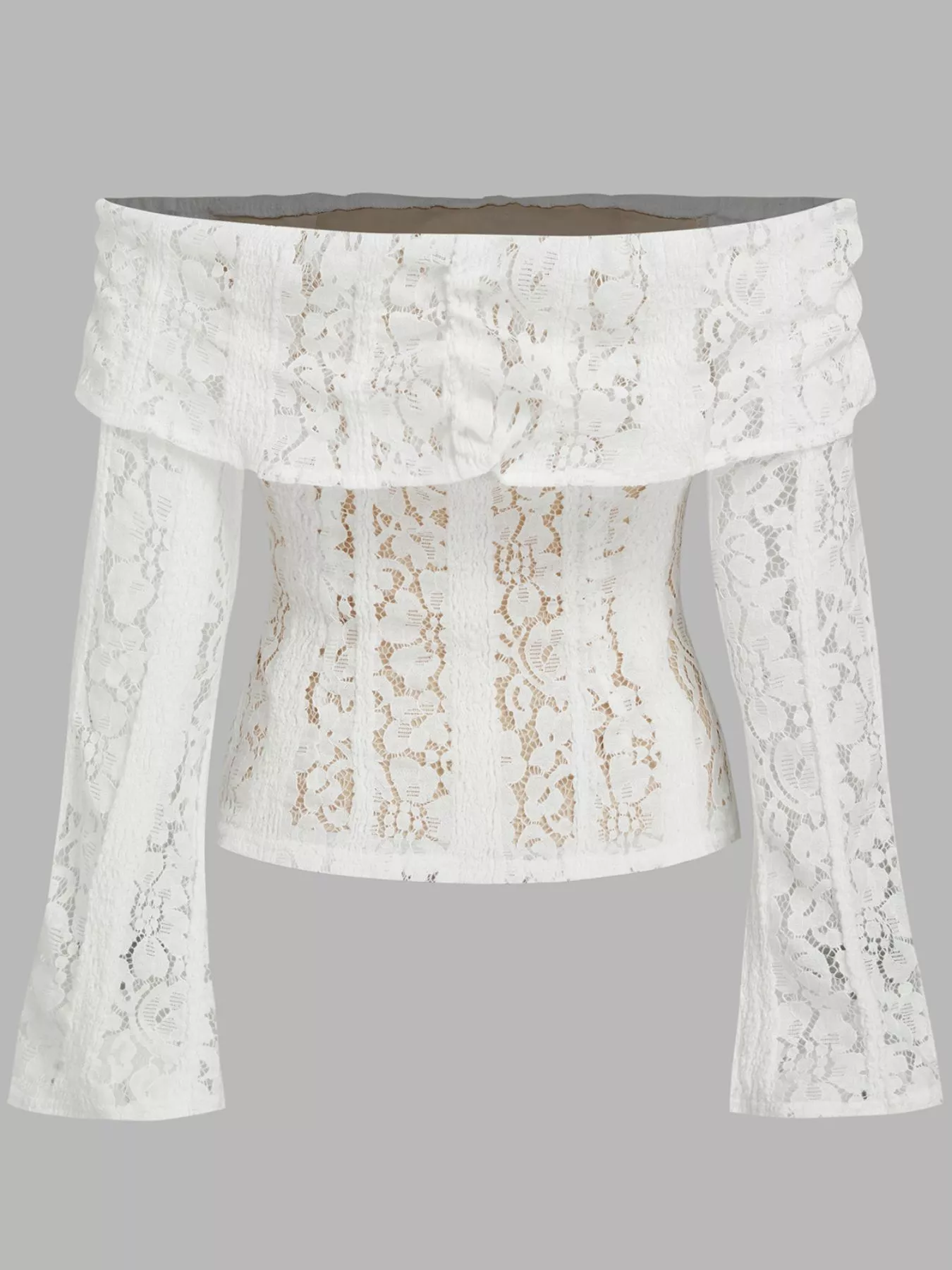Off-Shoulder Lace Top with Bell Sleeves - Image 8
