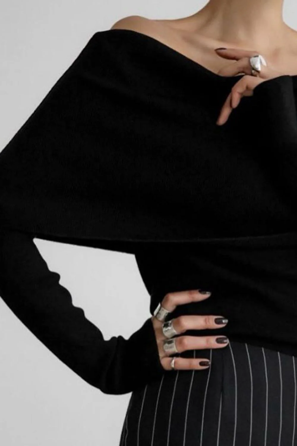 Off-Shoulder Long Sleeve Knit Top - Image 15