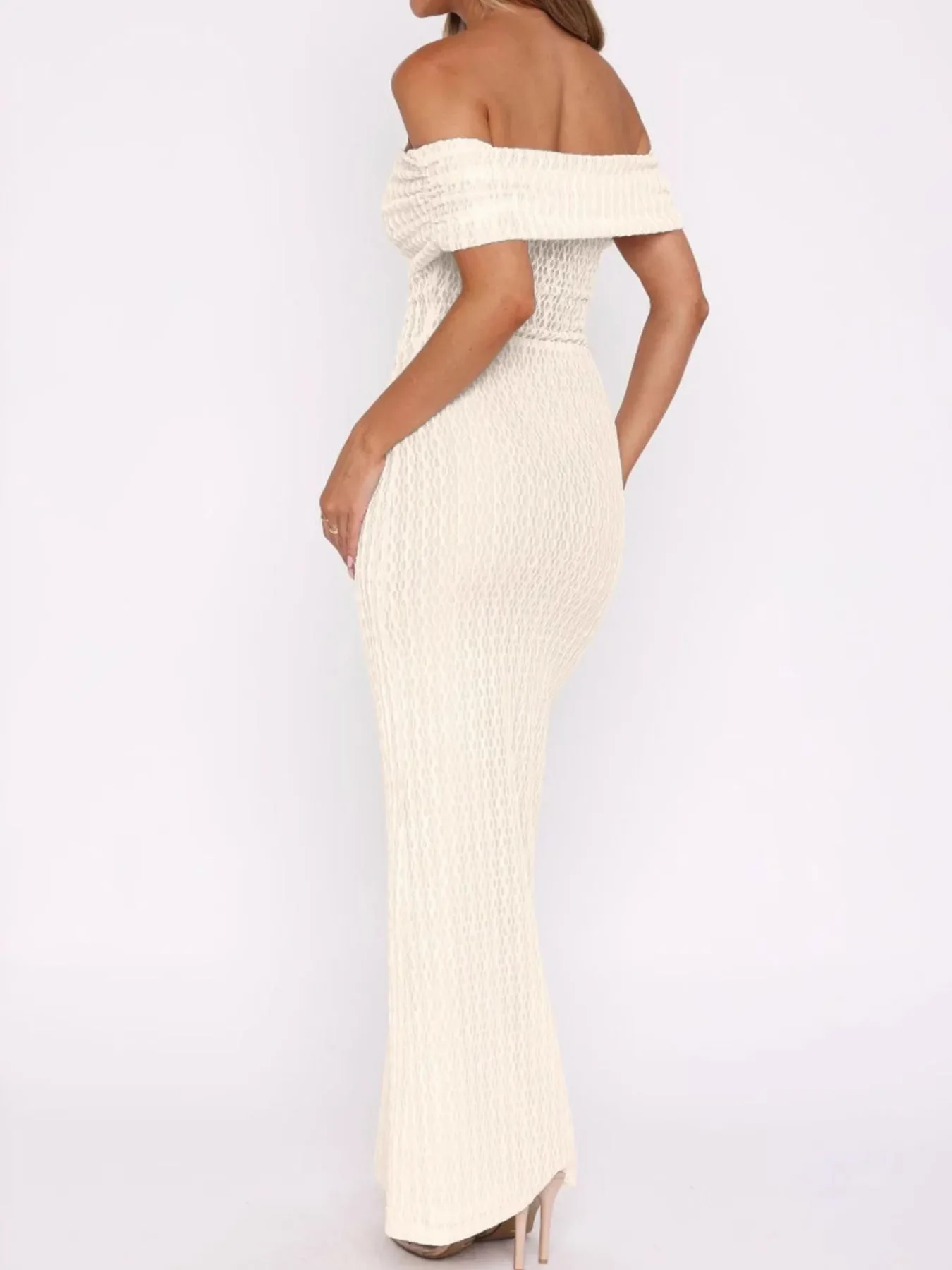 Off Shoulder Texture Maxi Dress - Image 2