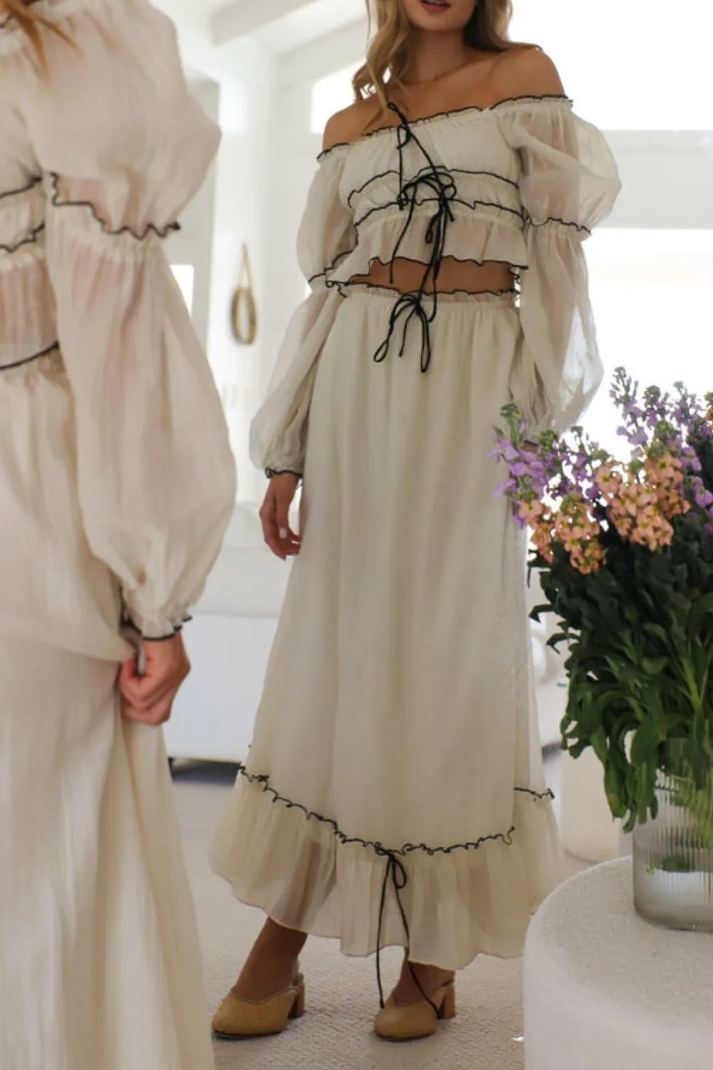 Off-Shoulder Top and Skirt Set - Image 3