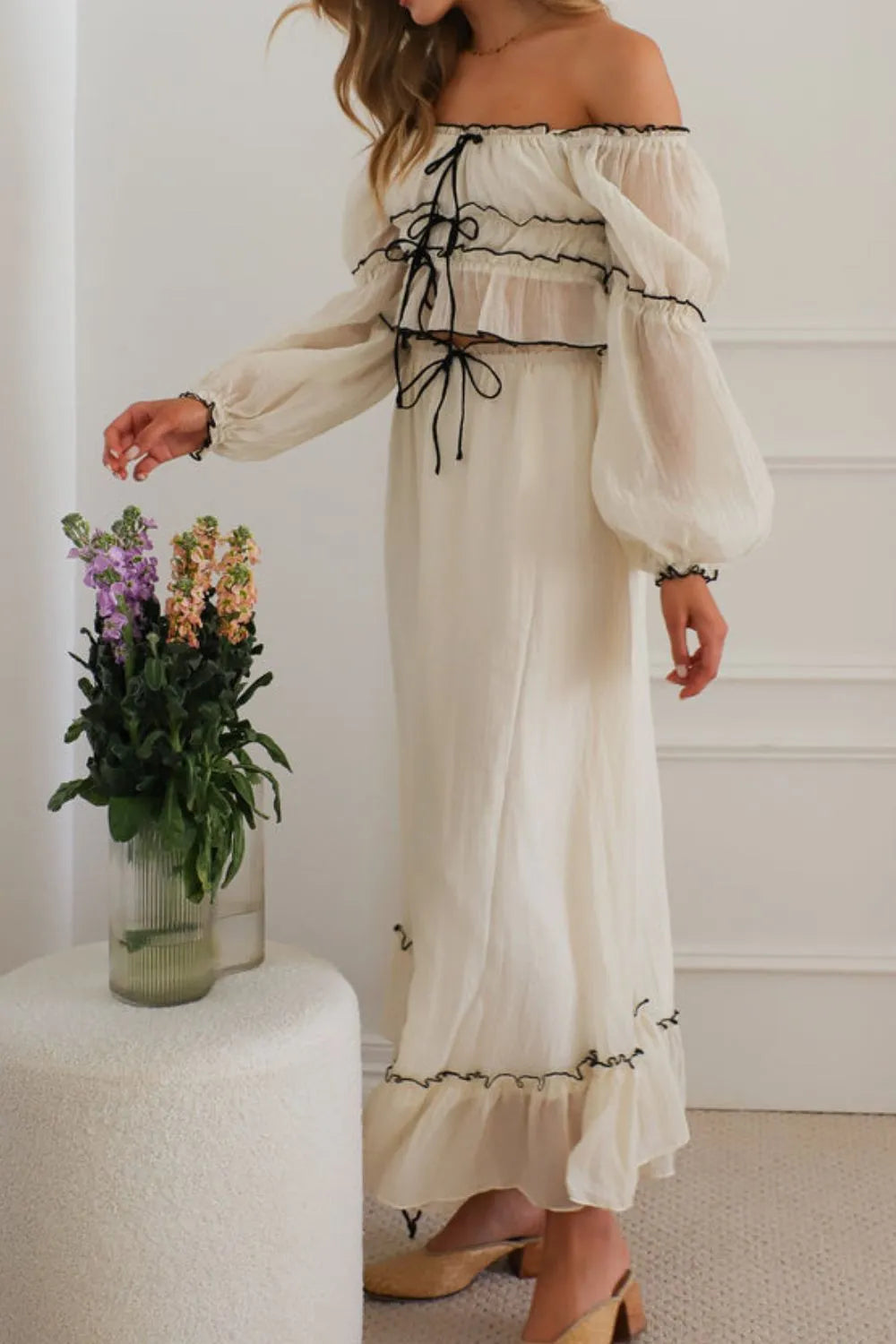 Off-Shoulder Top and Skirt Set - Image 7