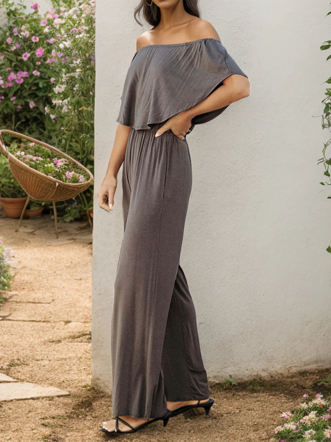 Off-Shoulder Wide Leg Jumpsuit - Image 2