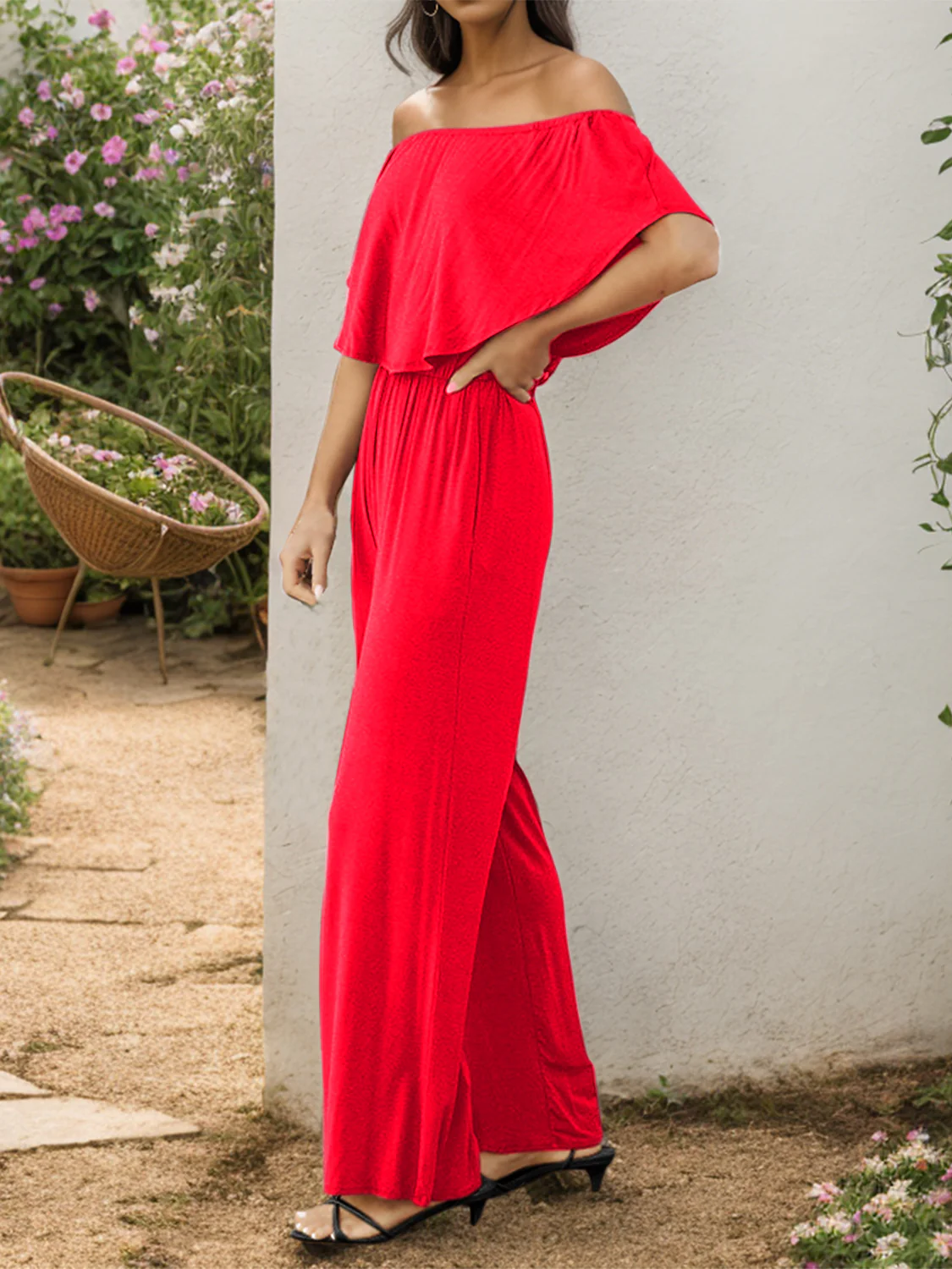 Off-Shoulder Wide Leg Jumpsuit - Image 8