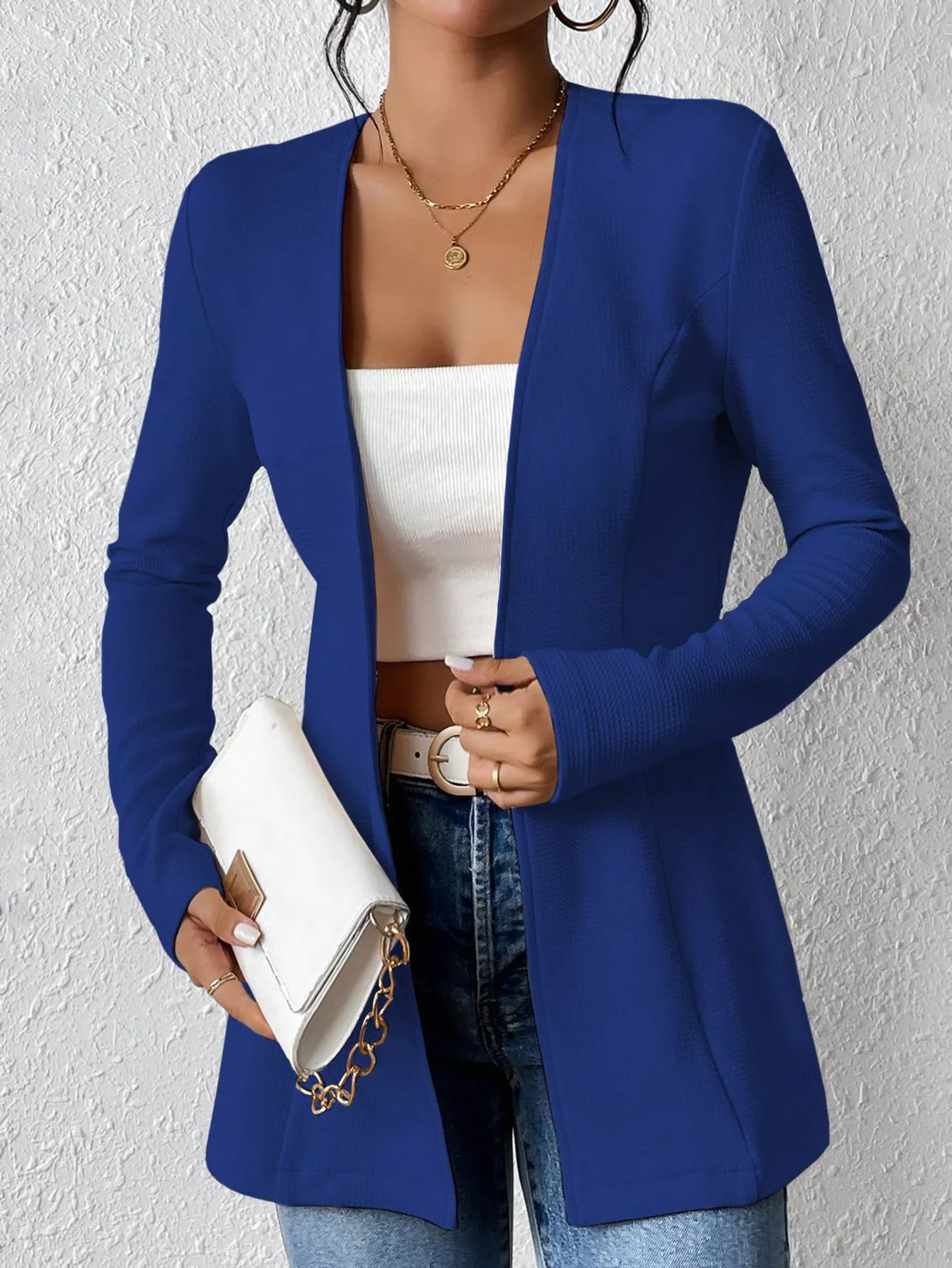 One Button Long Sleeve Blazer - Image 10
