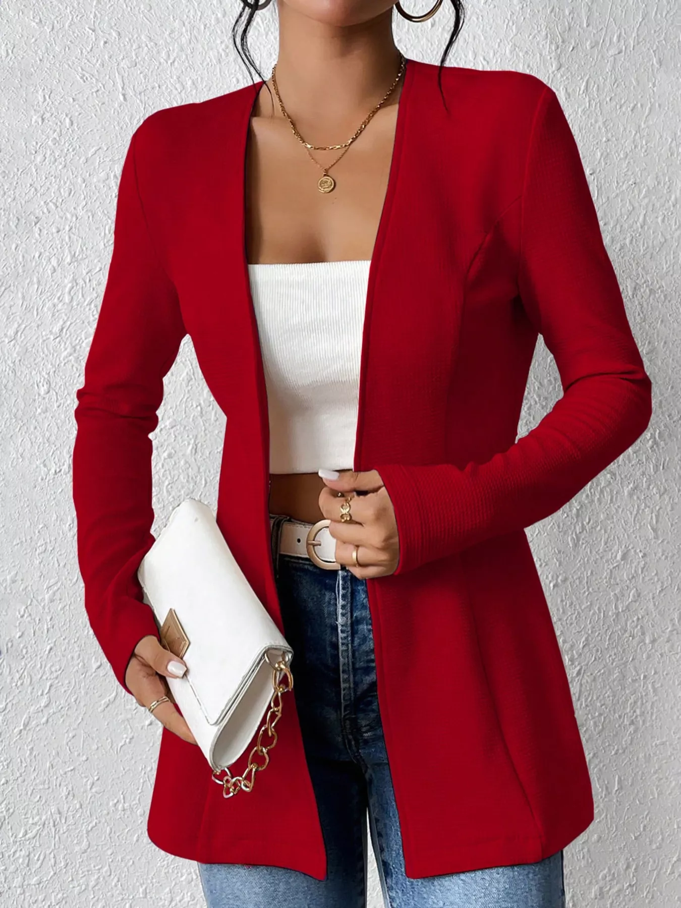 One Button Long Sleeve Blazer - Image 16