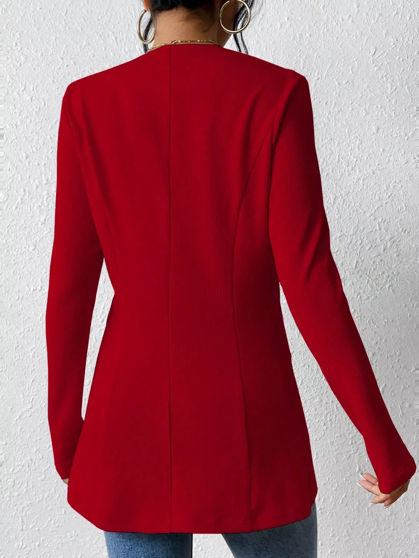 One Button Long Sleeve Blazer - Image 20