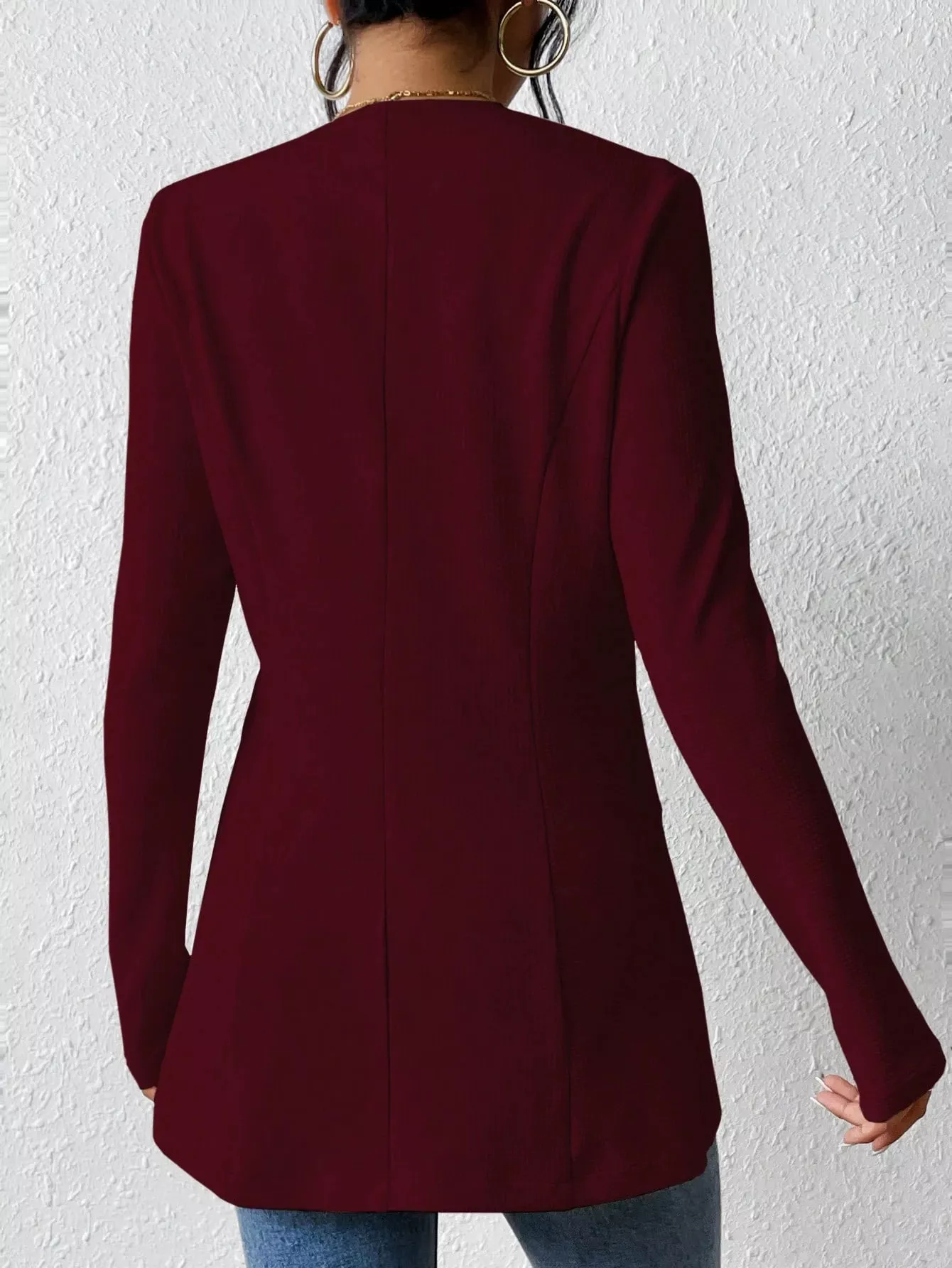 One Button Long Sleeve Blazer - Image 23
