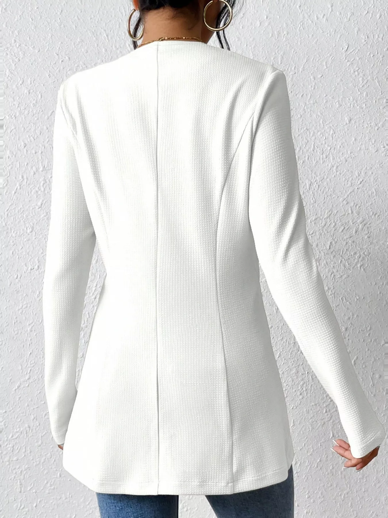 One Button Long Sleeve Blazer - Image 4