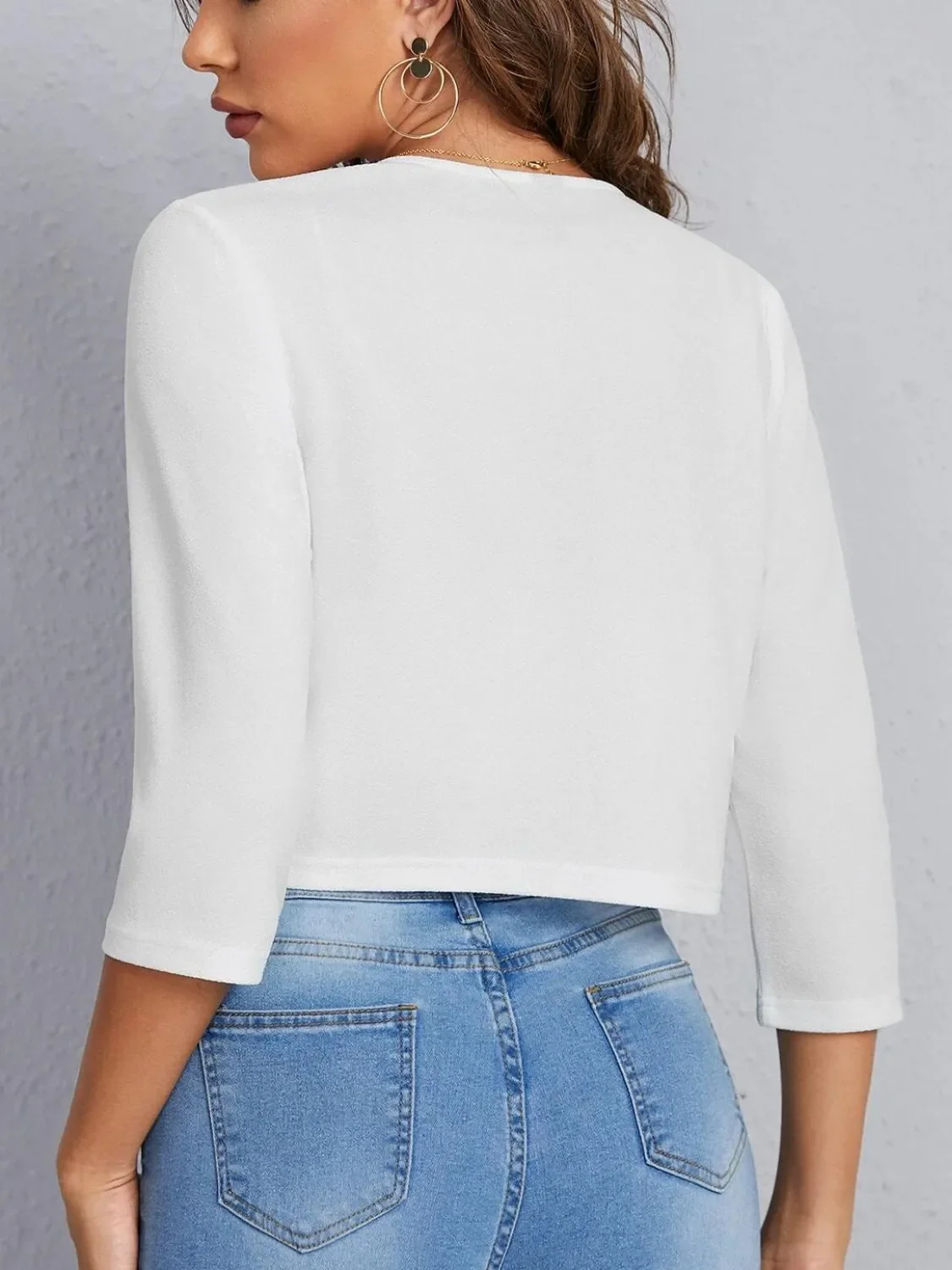 Open Front 3/4 Sleeve Blazer - Image 4