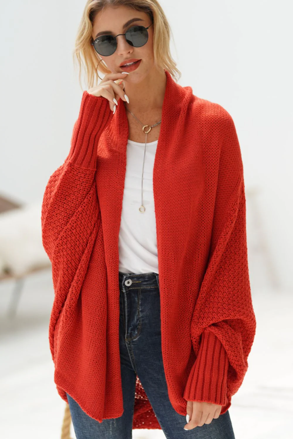 Open Front Batwing Sleeve Cardigan - Image 10