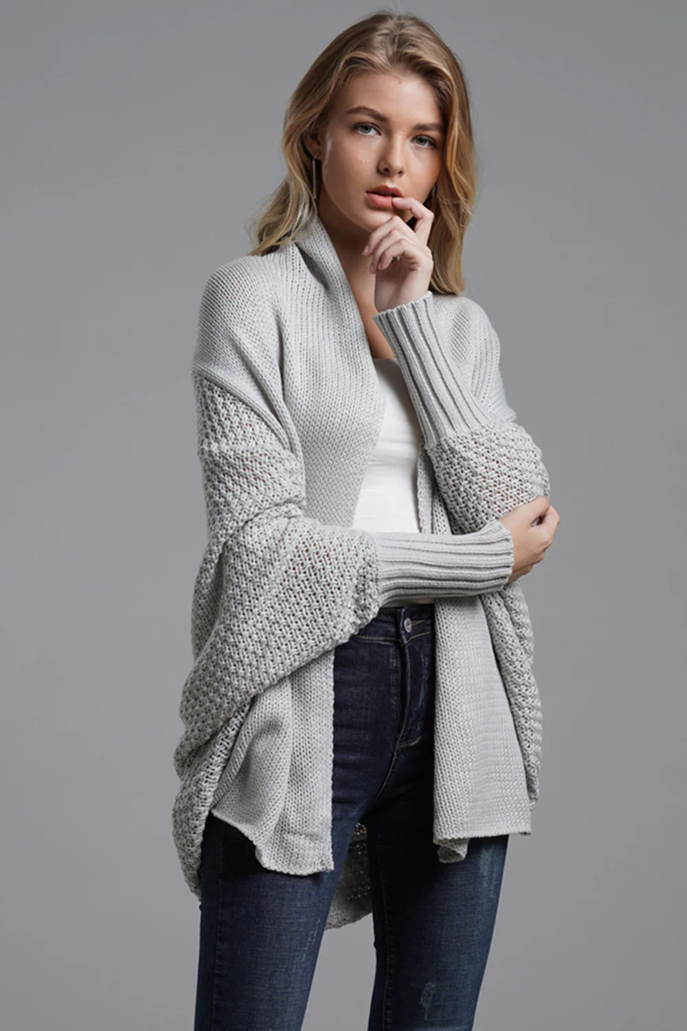 Open Front Batwing Sleeve Cardigan - Image 3