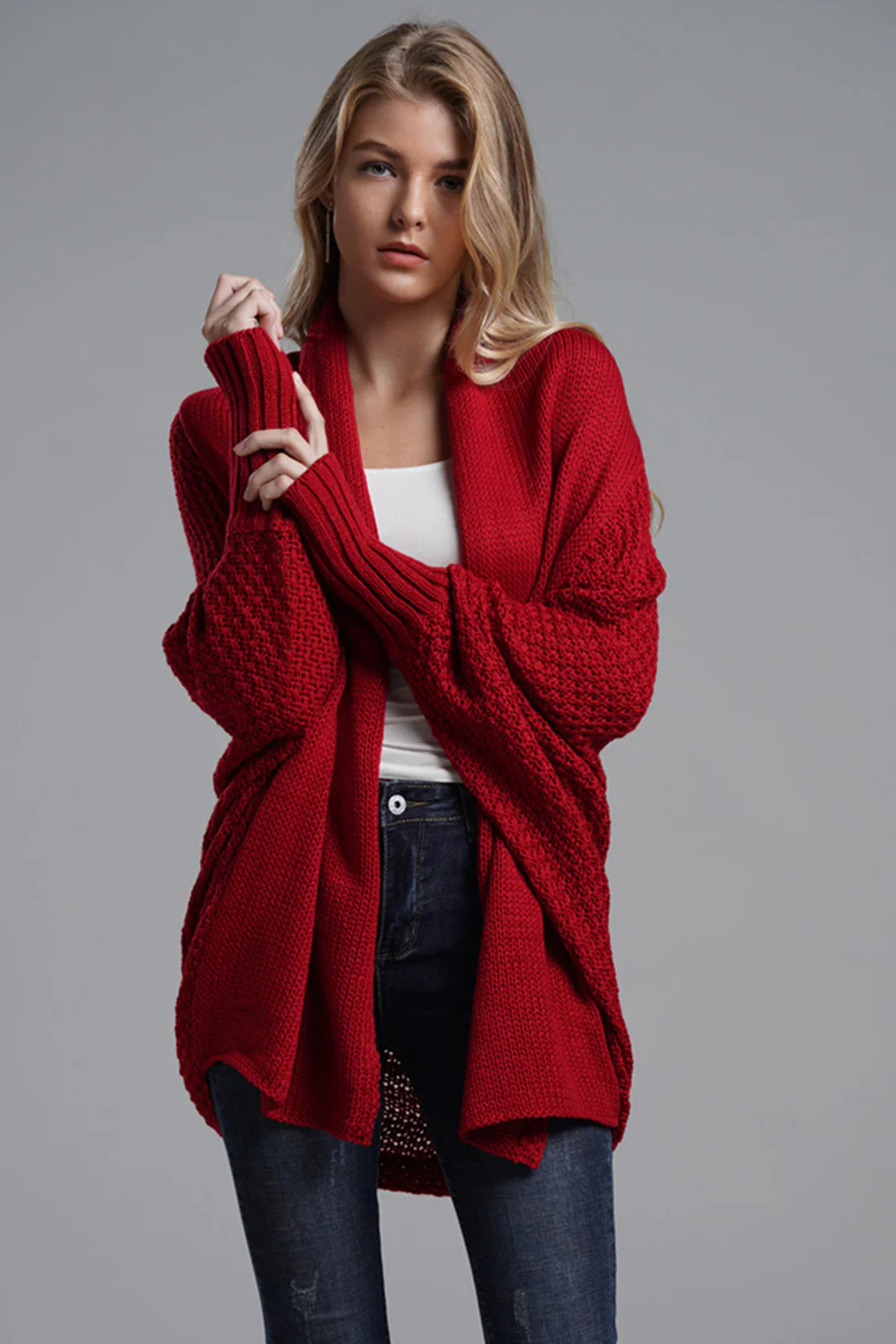 Open Front Batwing Sleeve Cardigan - Image 4