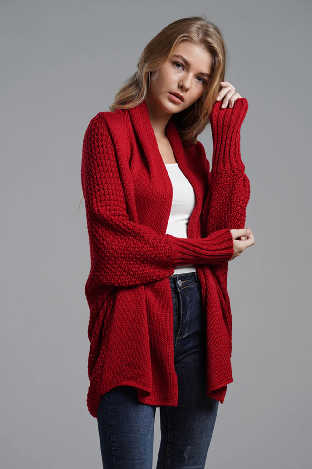 Open Front Batwing Sleeve Cardigan - Image 6