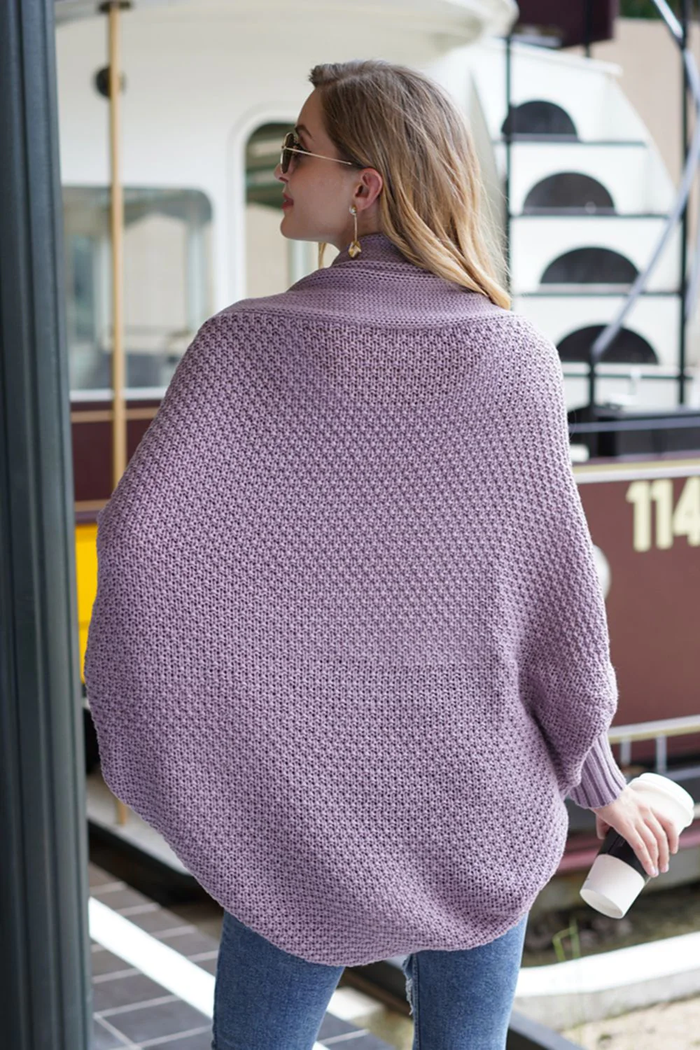 Open Front Batwing Sleeve Cardigan - Image 8