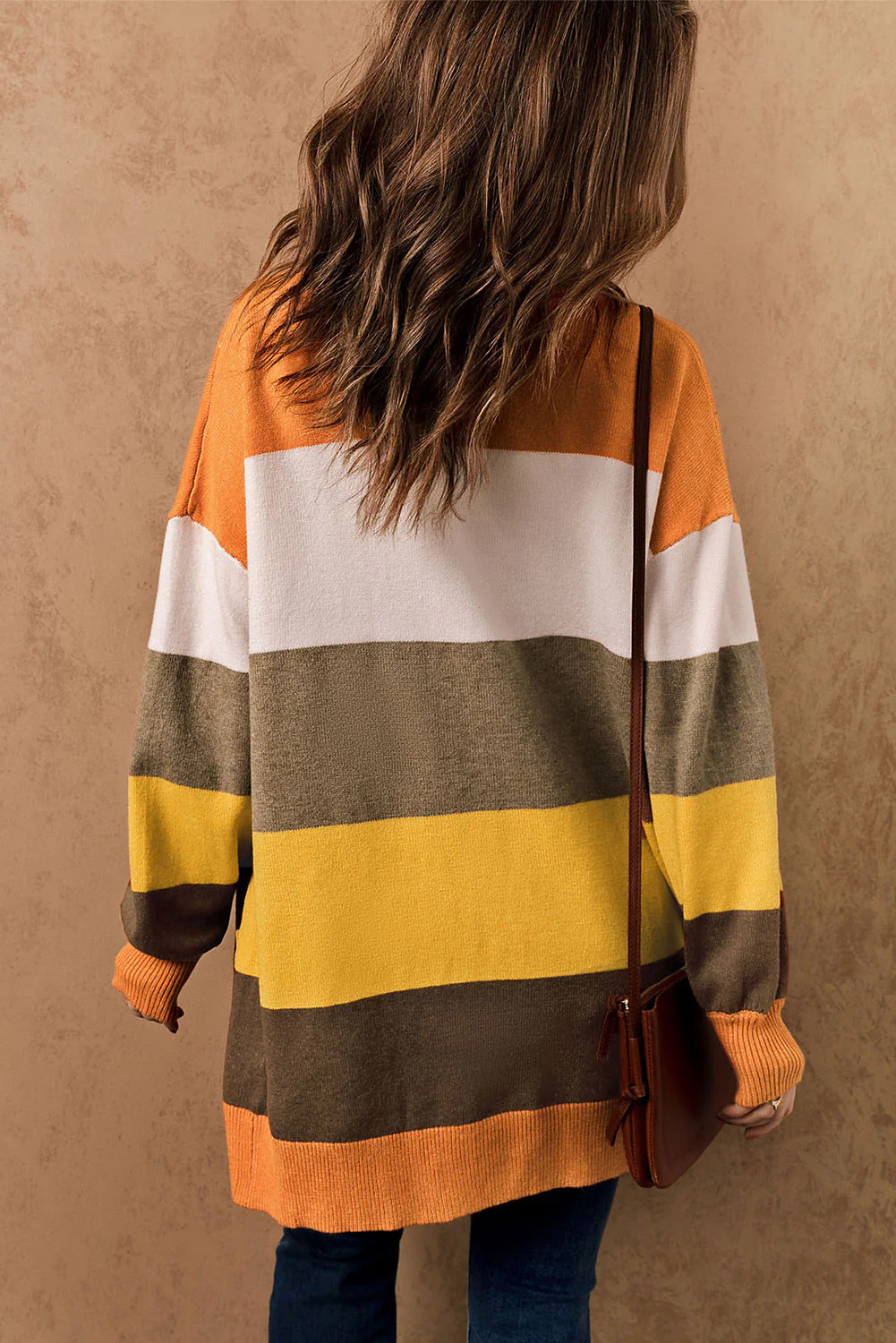 Open Front Color Block Cardigan - Image 6