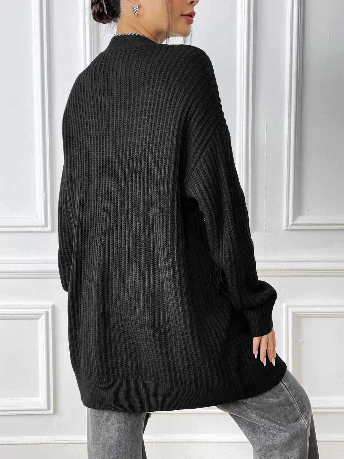 Open Front Drop Shoulder Cardigan - Image 12