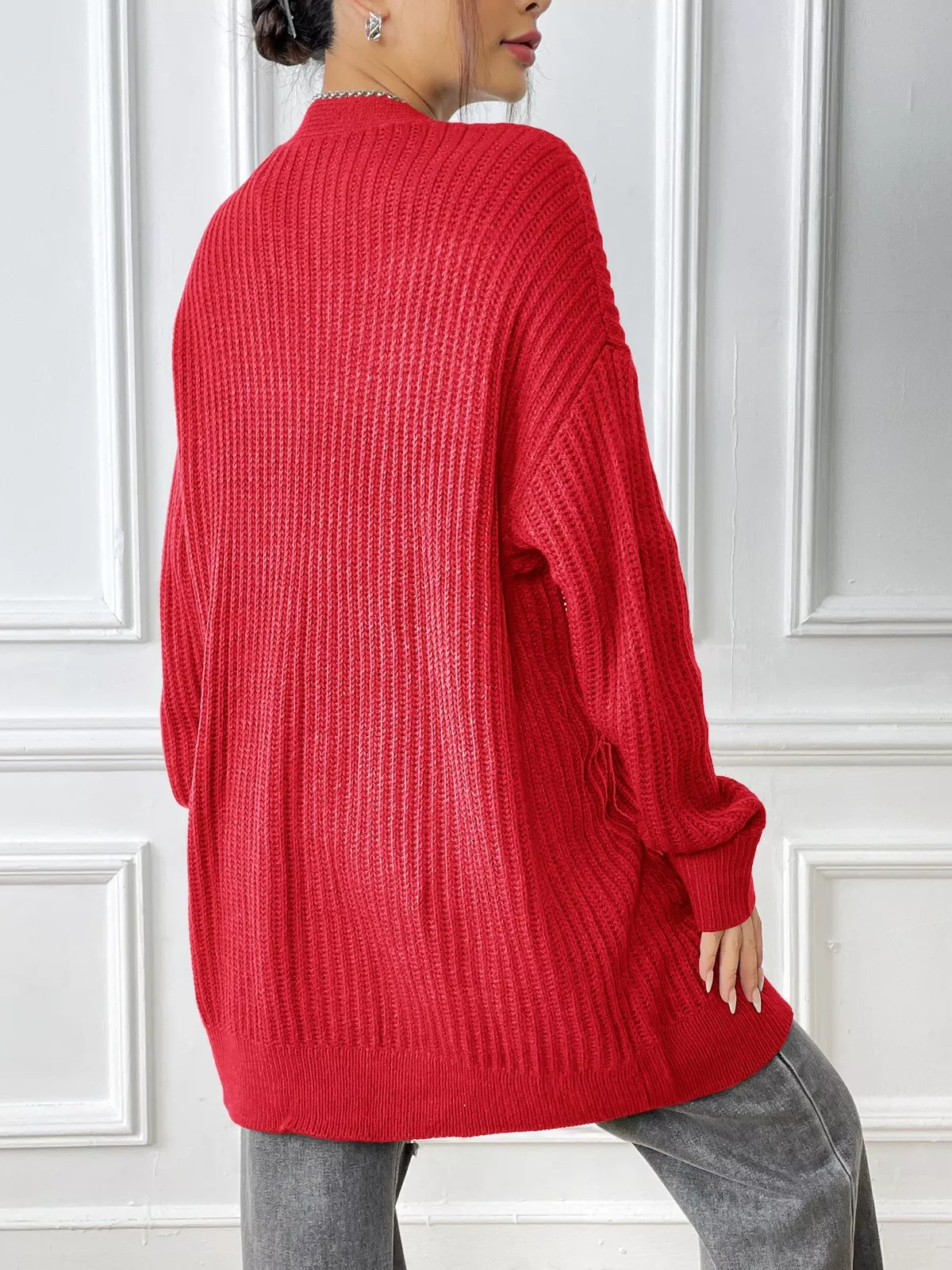 Open Front Drop Shoulder Cardigan - Image 23
