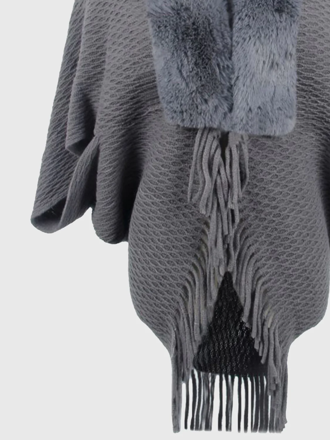 Open Front Fringe Hem Poncho - Image 13
