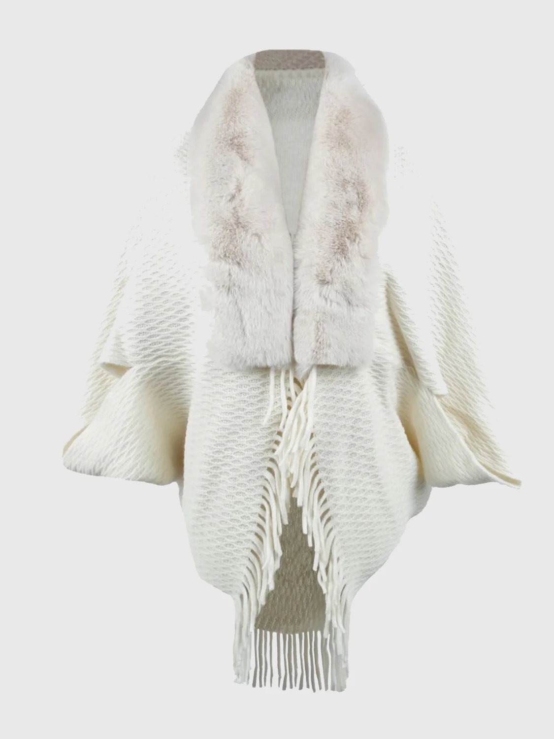 Open Front Fringe Hem Poncho - Image 14