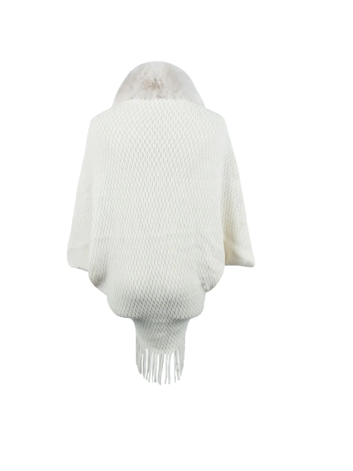 Open Front Fringe Hem Poncho - Image 15