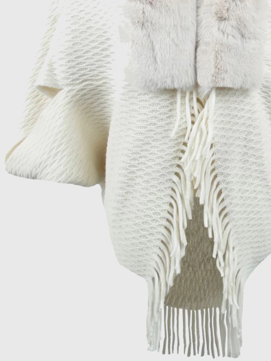 Open Front Fringe Hem Poncho - Image 16