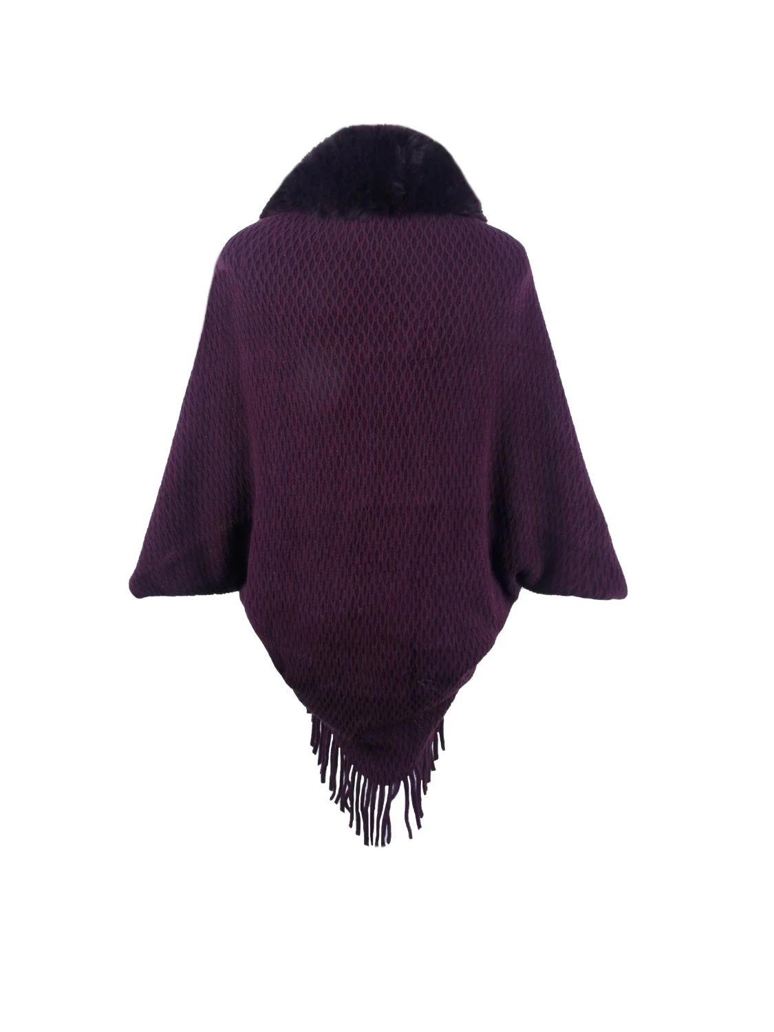 Open Front Fringe Hem Poncho - Image 18