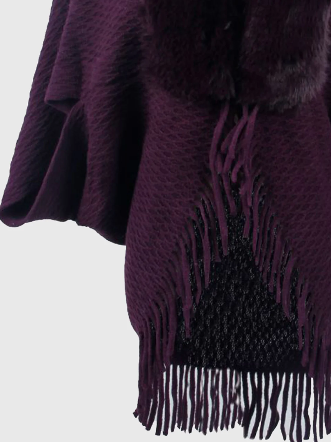 Open Front Fringe Hem Poncho - Image 19
