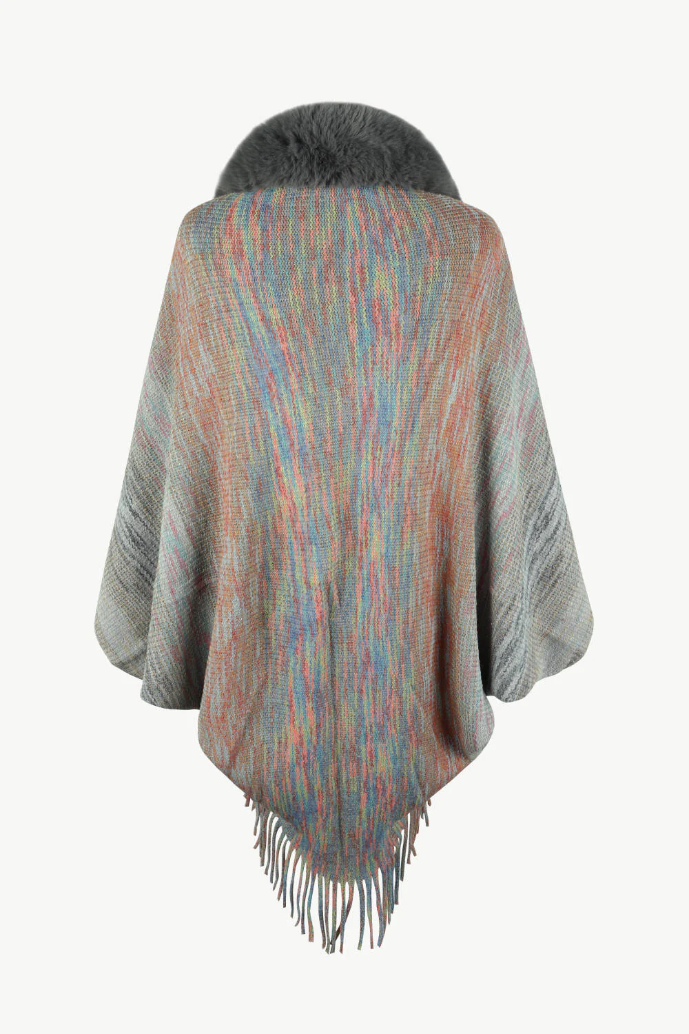 Open Front Fringe Hem Poncho - Image 16