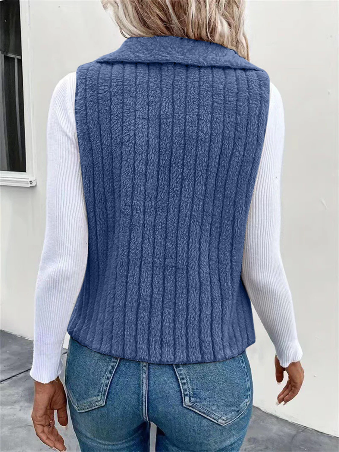 Open Front Fuzzy Vest Coat - Image 14