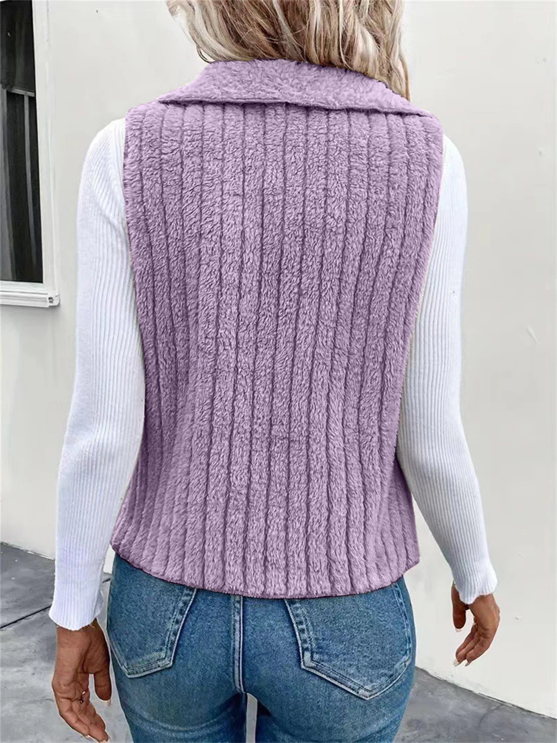 Open Front Fuzzy Vest Coat - Image 17