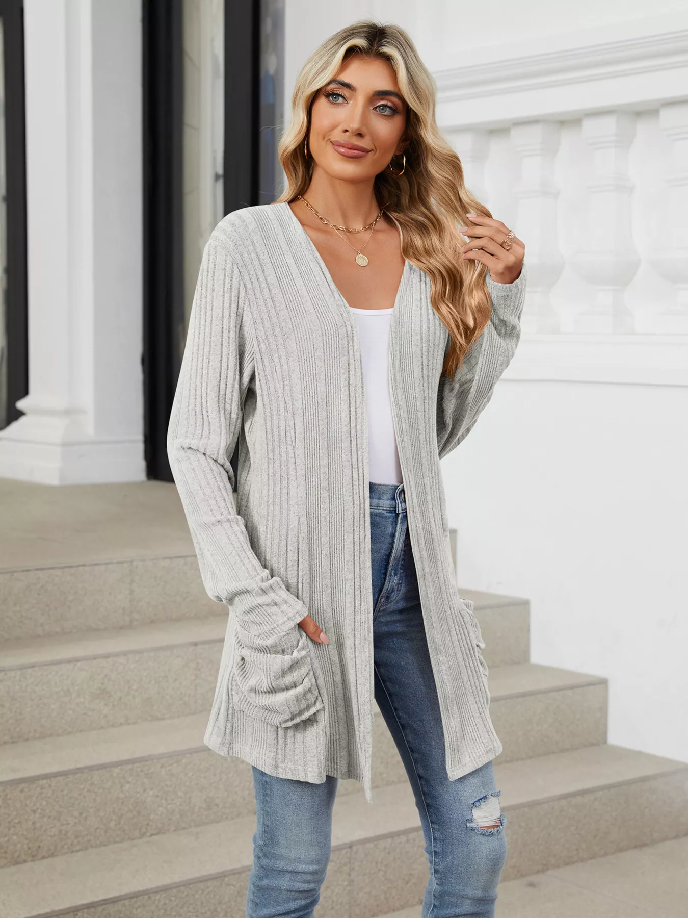 Open Front Long Cardigan - Image 11