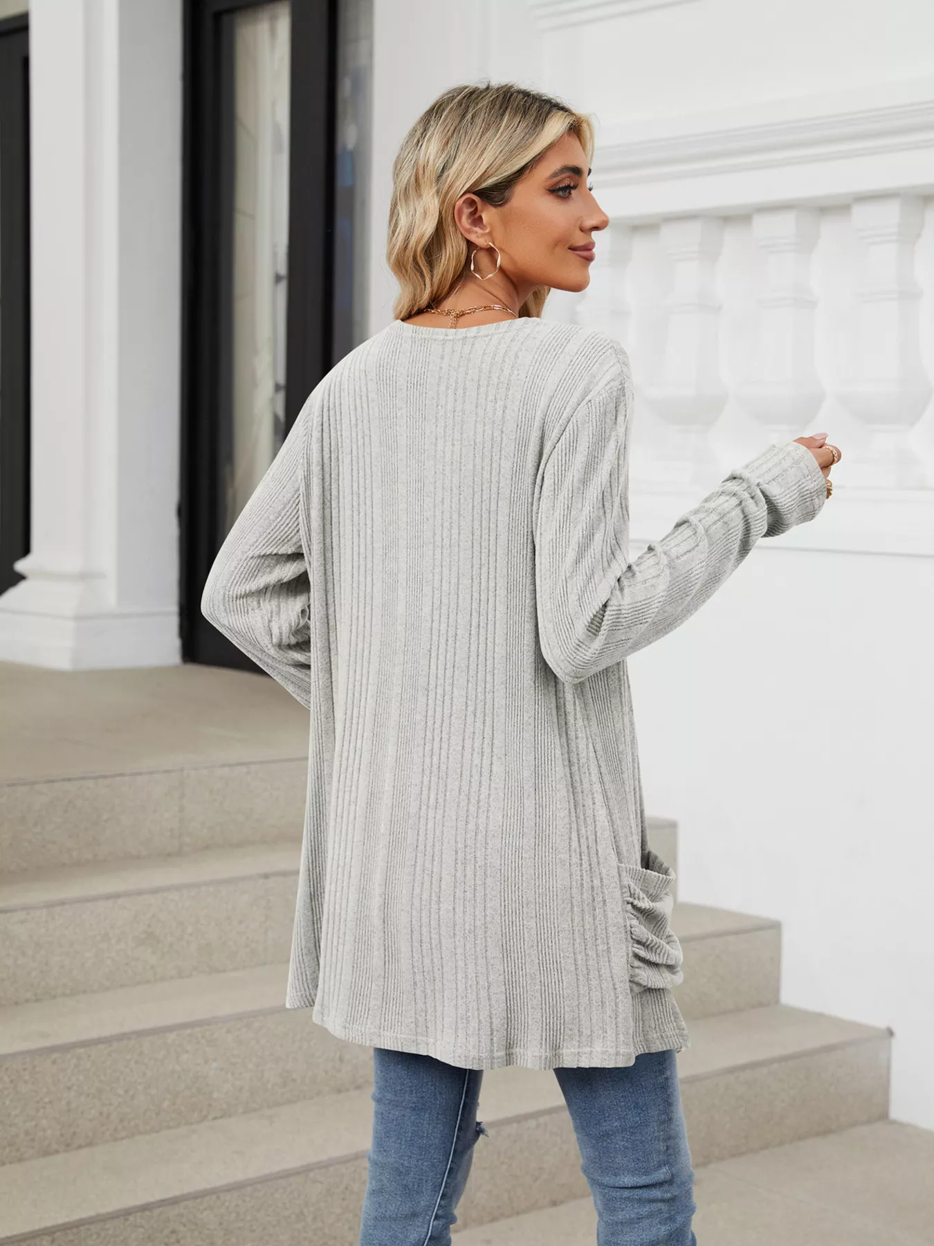 Open Front Long Cardigan - Image 12
