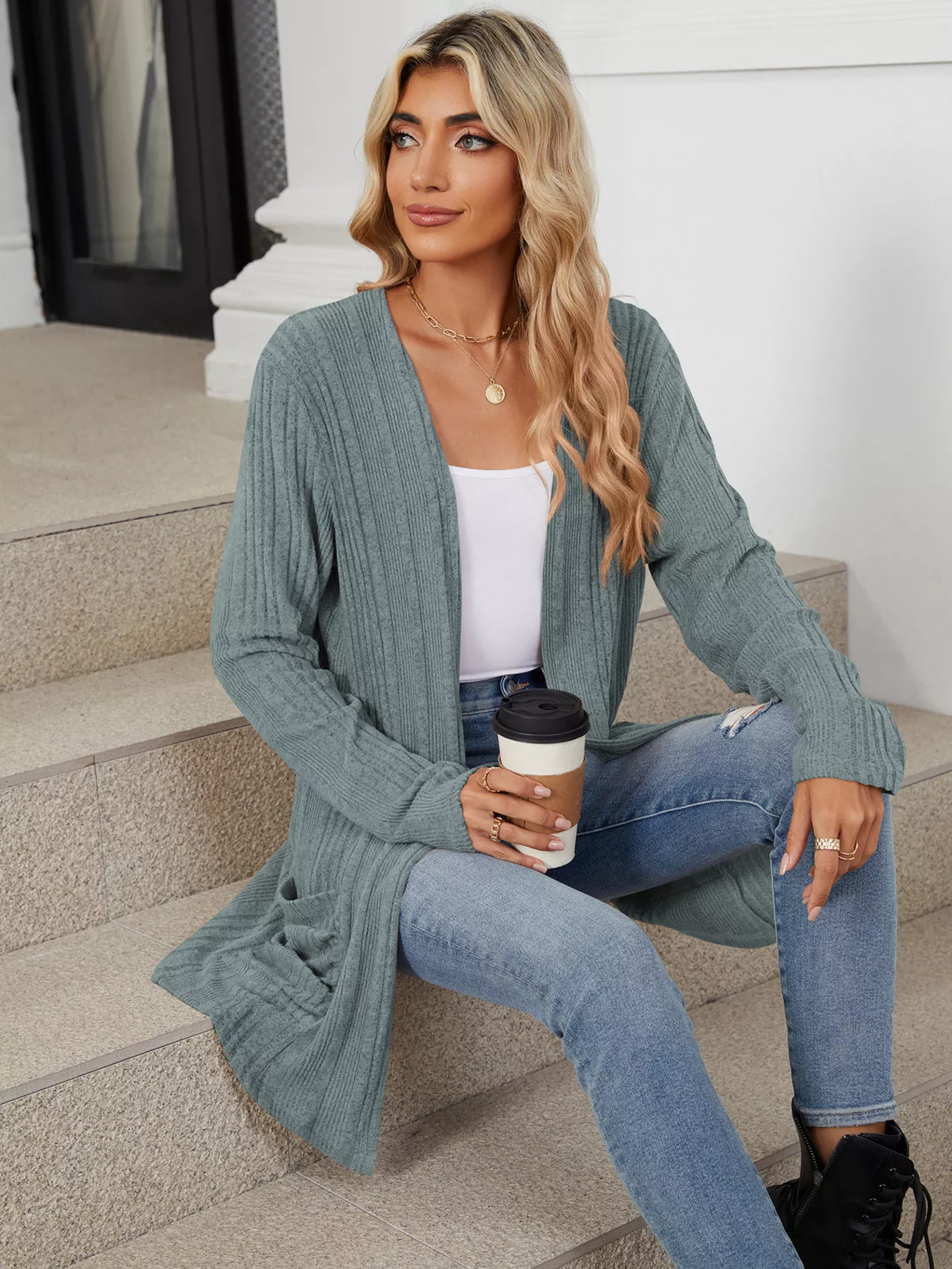 Open Front Long Cardigan - Image 14