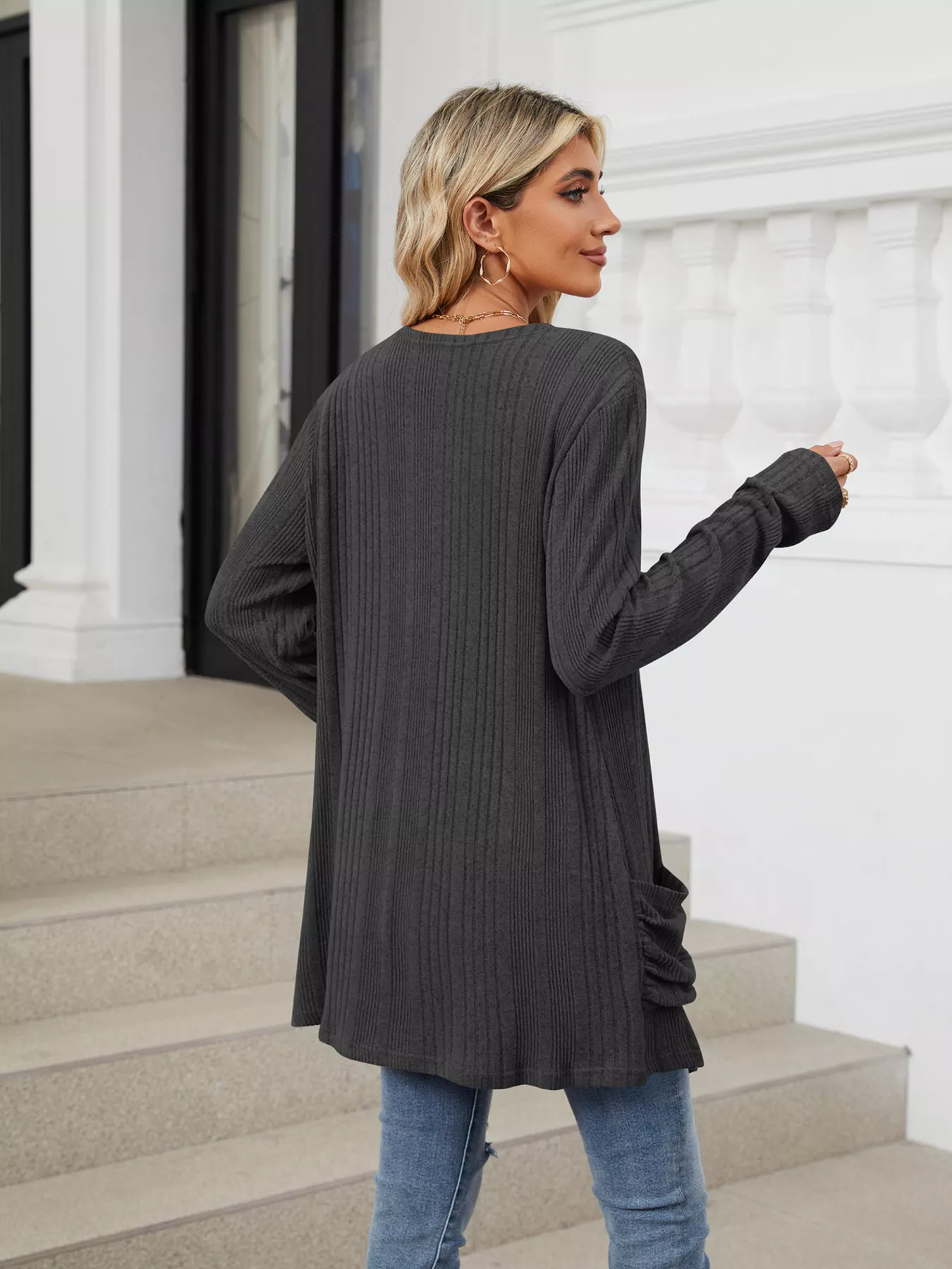 Open Front Long Cardigan - Image 9