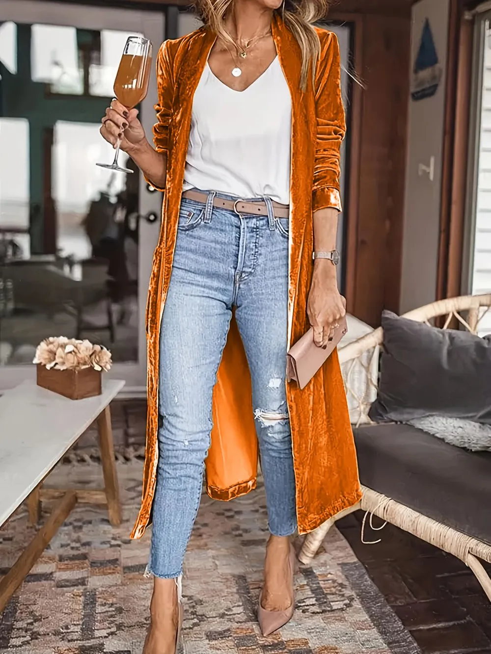 Open Front Long Sleeve Coat - Image 17